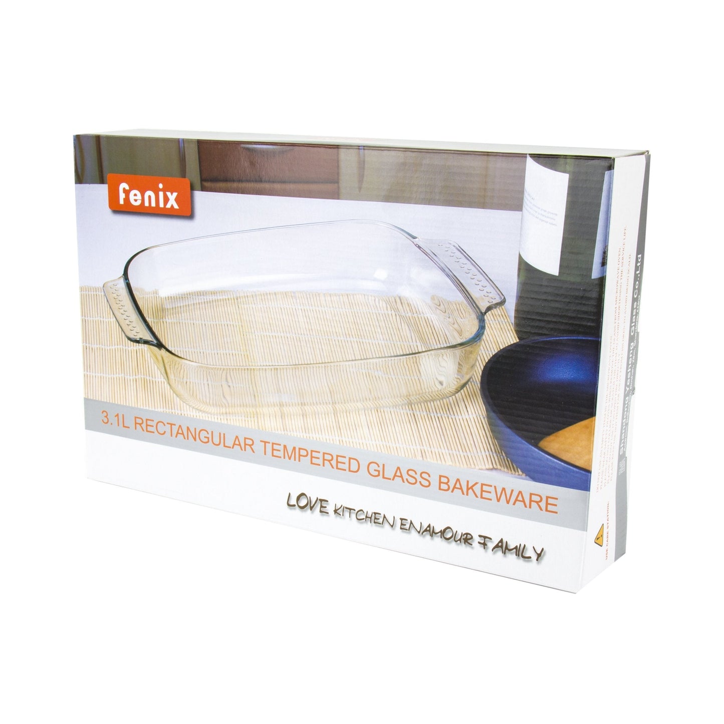 Rectangle Tempered Glass Roaster Cooking Baking Tray Dish 3 Litre 32 x 25 x 6.5cm 8040 (Parcel Rate)