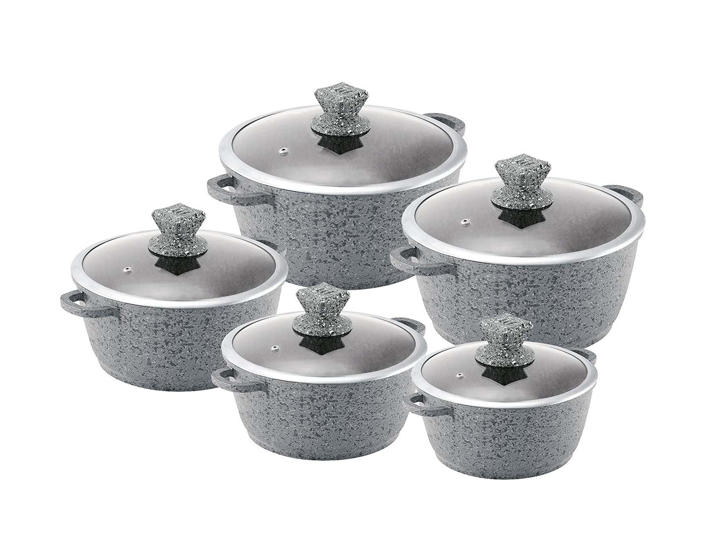 SQ Nessa Granum Stockpot Set of 5 Serizzo Grey 5773 (Big Parcel Rate)