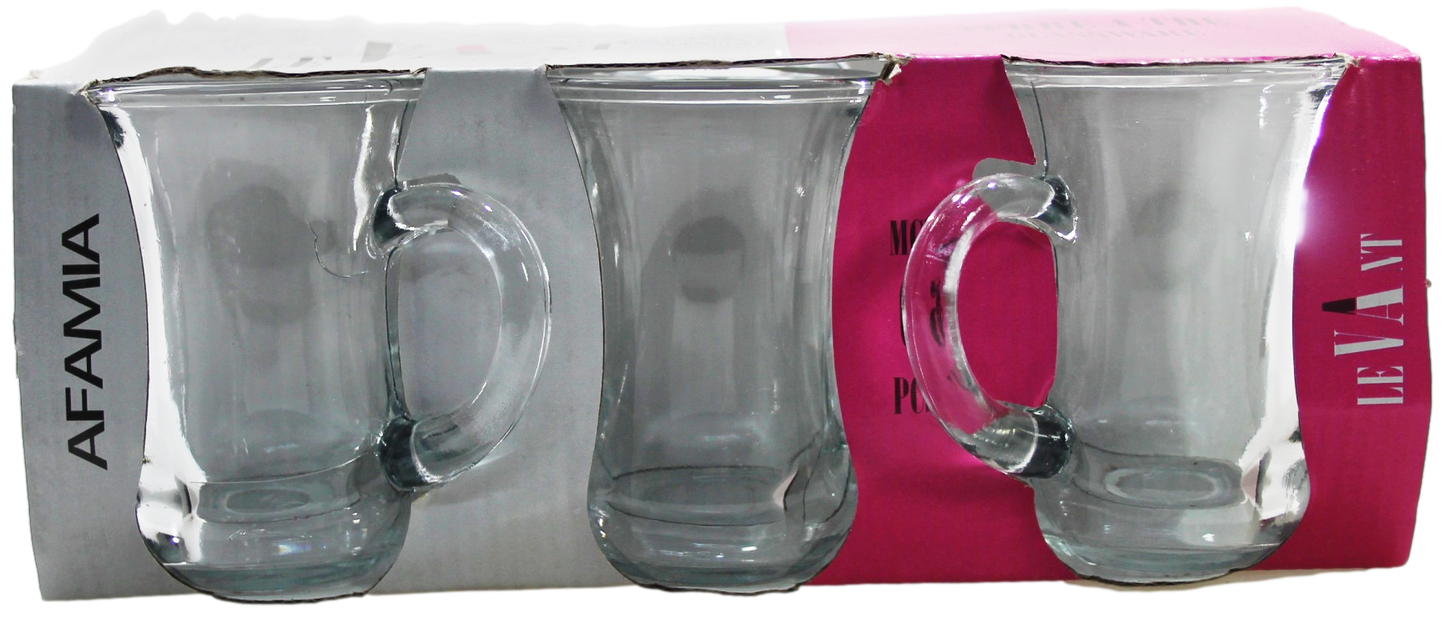 Afamia Mug Glass 6Pc Set 131ml T6.30 H9cm 1559 (Parcel Rate)