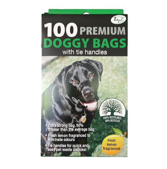 Premium Doggy Poo Bags with Tie Handles Fragrance Pack of 100 B0355 / B0355A (Parcel Rate)