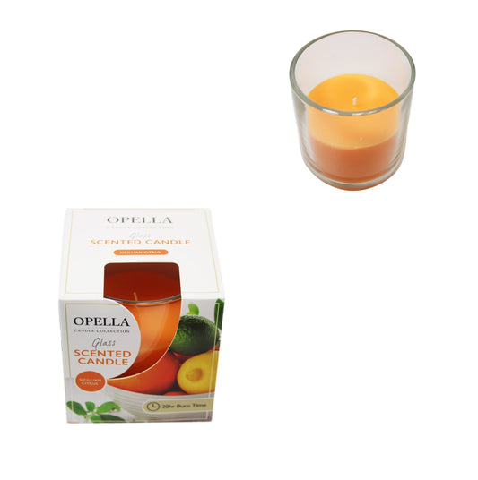 Opella Scented Candle In Glass Jar Sicilian Citrus Fragrance 5 x 6.5 cm CDJARS (Parcel Rate)