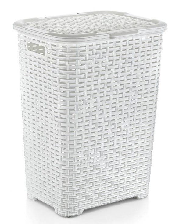 Rattan Style Laundry Basket Plastic 60 Litre Assorted Colours D05004 (Big Parcel Rate)