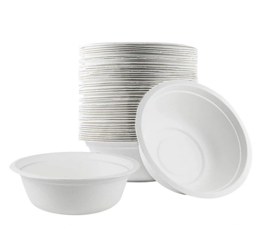 Disposable Compostable Eco-Bio Bagasse Sugarcane Bowls 12oz Pack of 50 EC0102 (Parcel Rate)