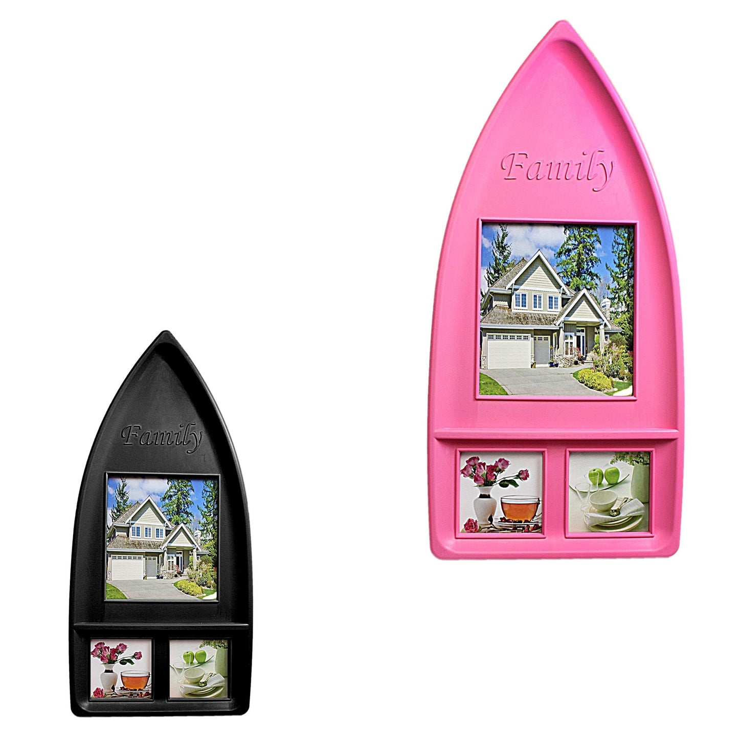 Family Picture Photo Frame Sledge Style White/ Black/ Pink 3 In 1 2209 (Parcel Rate)