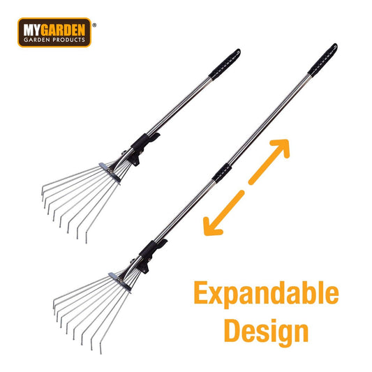 Expandable Telescopic Garden Rake With Non Stick Handle 23cm x 70cm 1113 (Big Parcel Rate)