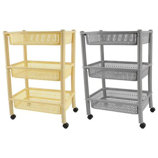 Plastic Kitchen Trolley Safari 3 Tier Fruit Veg 2786-3R/9160 (Parcel Rate)