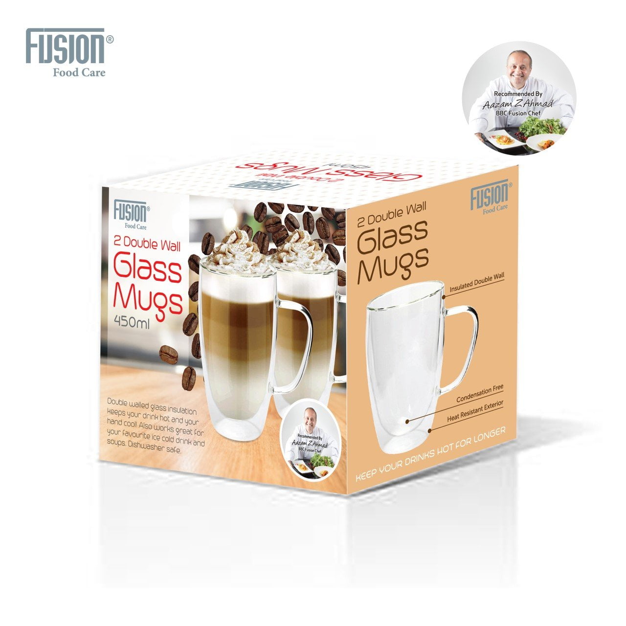 Double Wall Glass Mugs 450 ml Set of 2 7302 (Parcel Rate)