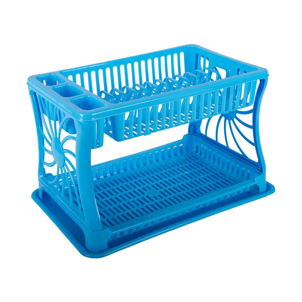 Plastic Two Storey Dish Drainer with Tray Assorted Colours CERI733 (Parcel Rate)