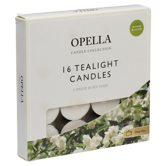 16 Opella Tealight Candles 8 Hour Long Burn Jasmine Blossom (10/60) CDFRJ A  (Parcel Rate)