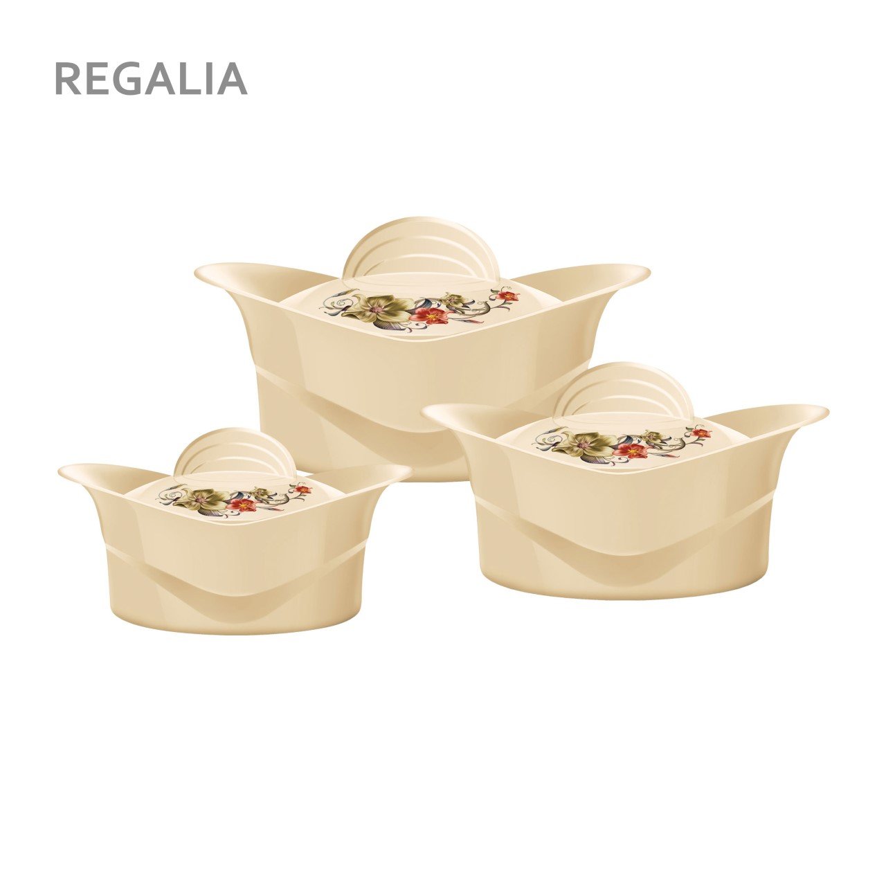 SQ Professional Regalia Insulated Casserole Set 3pc Beige 1000-1500-2500ml 5771 (Big Parcel Rate)