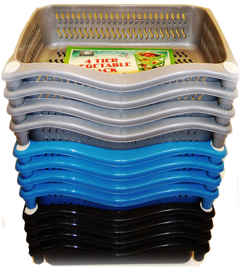 Plastic 4 Tier Rectangular Kitchen Vegetable Storage Rack Assorted Colours H0183 (Big Parcel Rate)