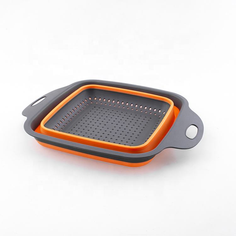 SQ Silicone Folding Colander Square Orange 20 x 20 x 8cm 9467 (Parcel Rate)