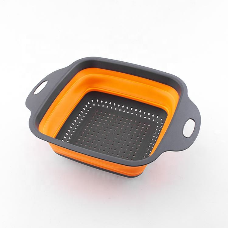 SQ Silicone Folding Colander Square Orange 20 x 20 x 8cm 9467 (Parcel Rate)