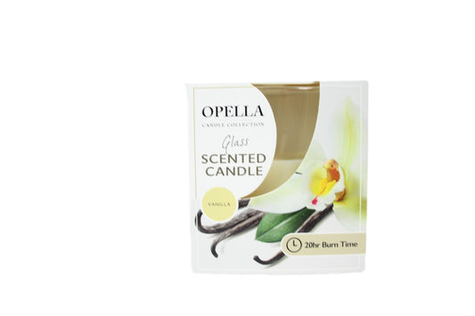 Opella Scented Candle In Glass Jar Vanilla Fragrance 5 x 6.5 cm CDJARV (Parcel Rate)
