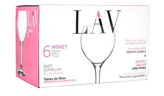 Misket Wine Glass 6 Piece 210cc 7 1/4oz Set In A Box MIS549F (Parcel Rate)