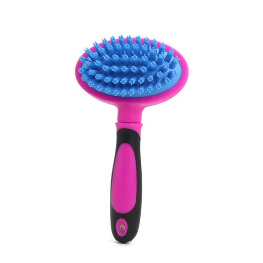 Pet Bath Massage Brush Blue Bristles Plastic 17 cm Assorted Colours 6726 (Parcel Rate)