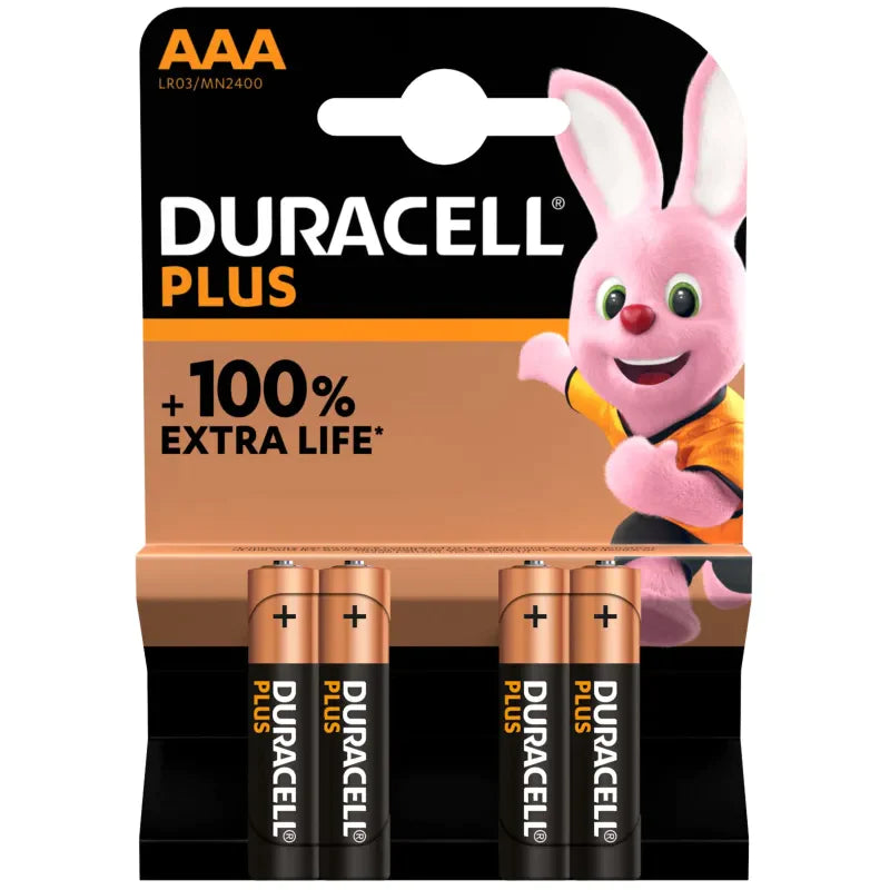 4x Duracell Plus AAA Batteries LR03 Non Rechargeable 2432 / MN2400B4PLUS (Large Letter Rate)