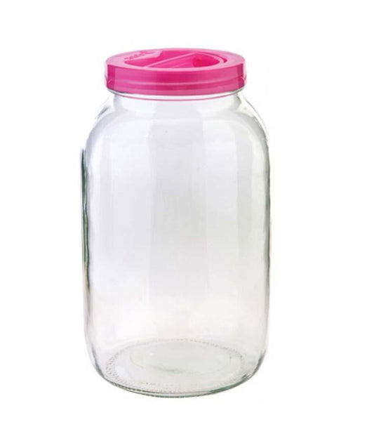 Plain Glass Food Cereal Oats Storage Jar with Plastic Lid 3 Litre S182 (Parcel Rate)