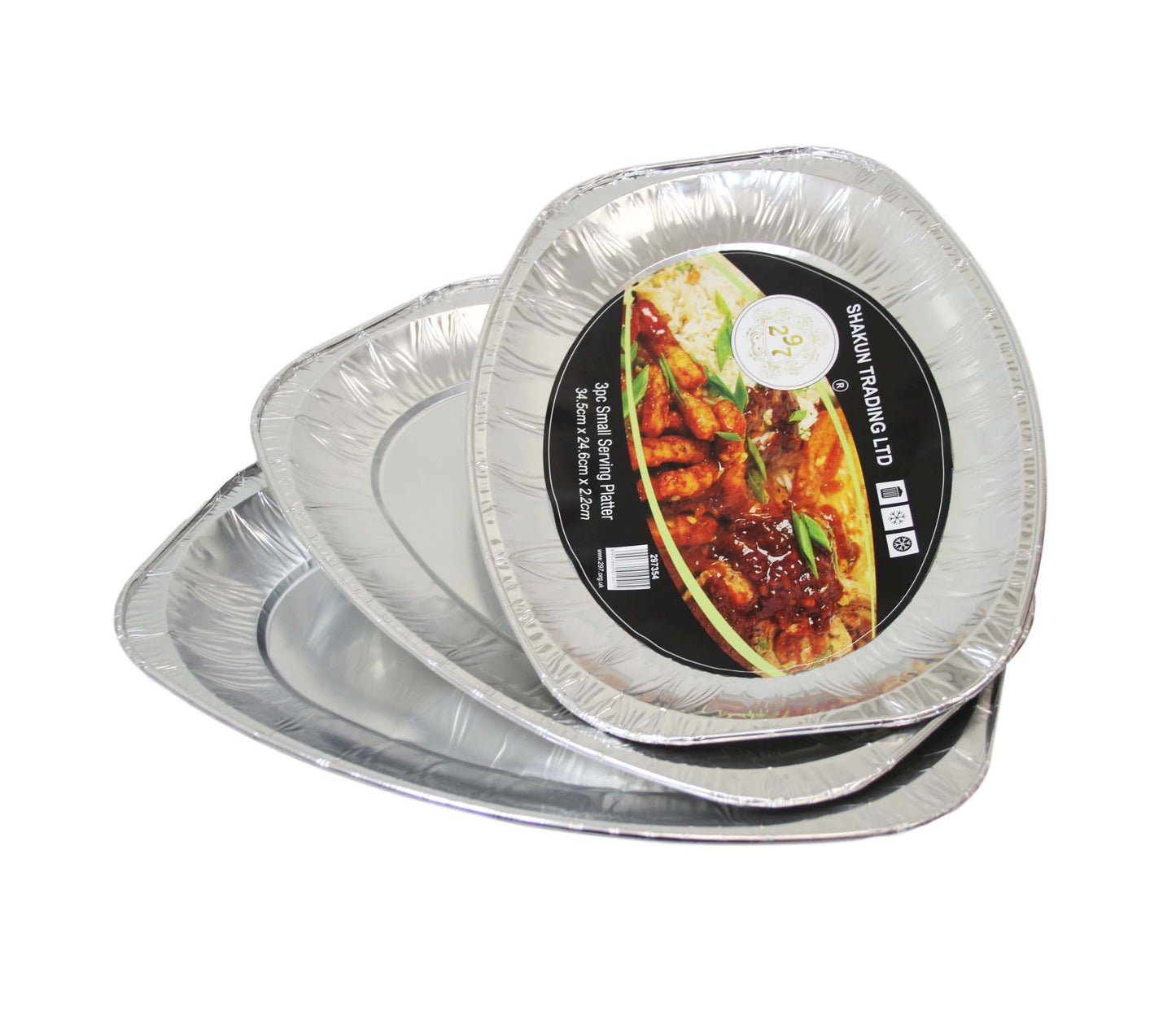 3 Pack Small Serving Platter Food Starters Desserts Serving Foil Tray 34.5cm x 24.6cm x 2.2cm 297354 (Parcel Rate)