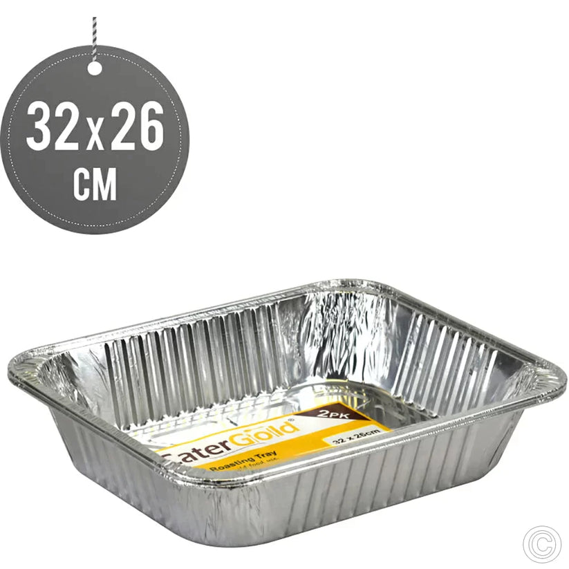 Aluminium Foil Half Deep Roasting Tray 32 x 26 x 7 cm Pack of 2 SK28129 (Parcel Rate)