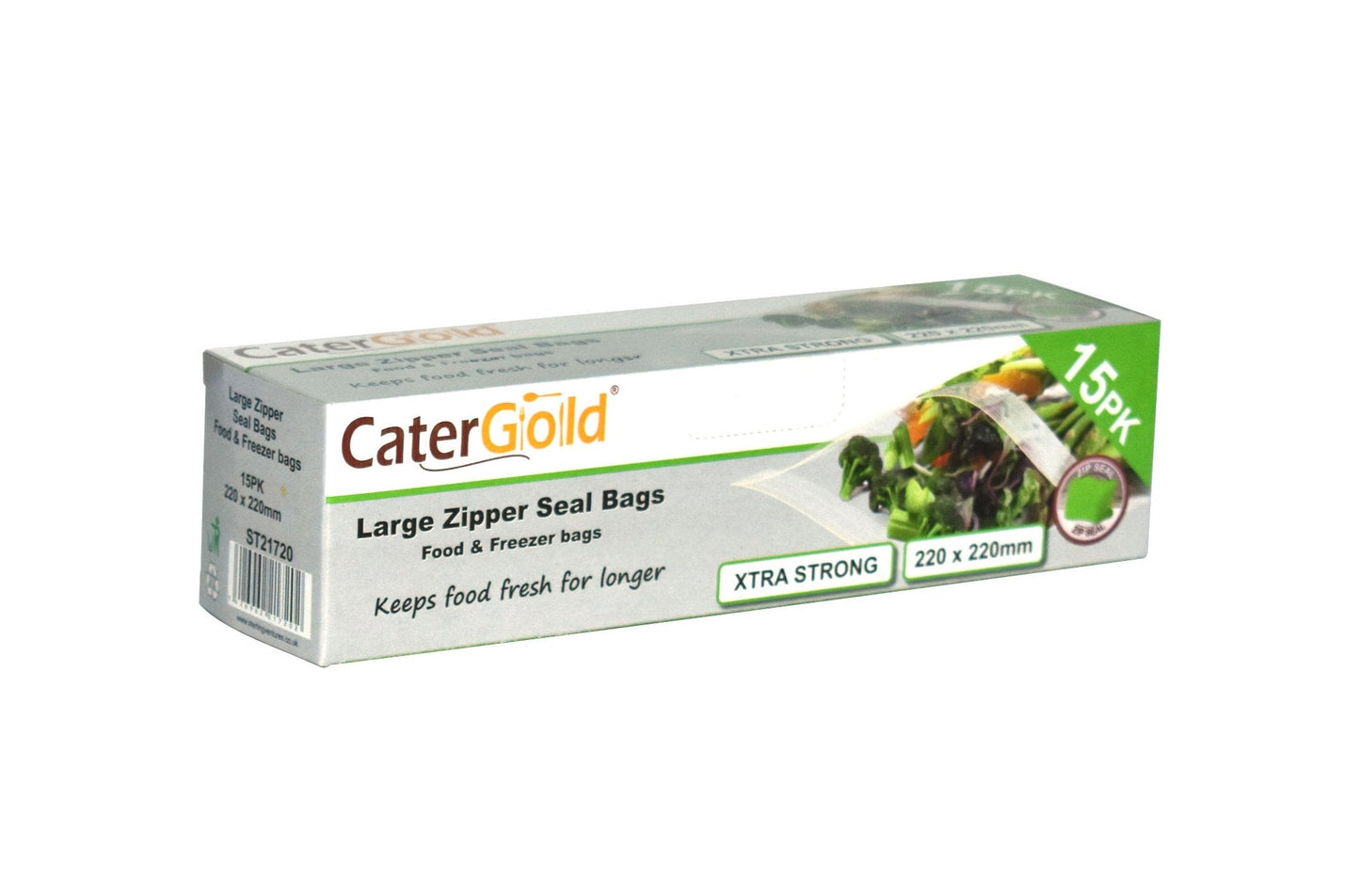 CaterGold Large Freezer Seal Bags with Zipper 220 x 220 mm Pack of 15 ST21720 (Parcel Rate)