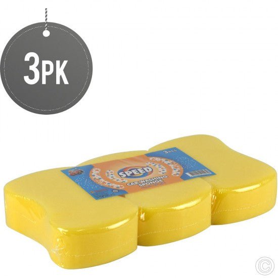 Jumbo Yellow Car Wash Sponges Pack of 3 STR239 (Parcel Rate)