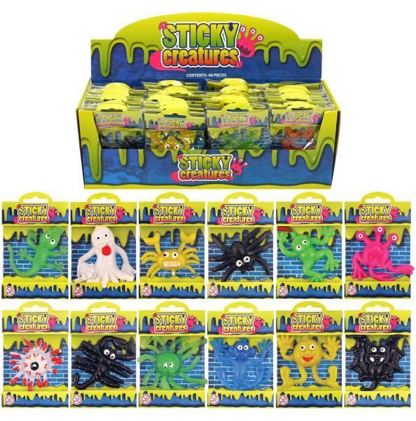 Children's Sticky Creatures Splatter Toys 9-11cm Assorted Designs T51119 (Parcel Rate)