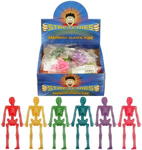 Childrens Fun Stretchies Skeleton Fun Indoor Outdoor Toys 6 Assorted Colours 9cm T51148 (Parcel Rate)