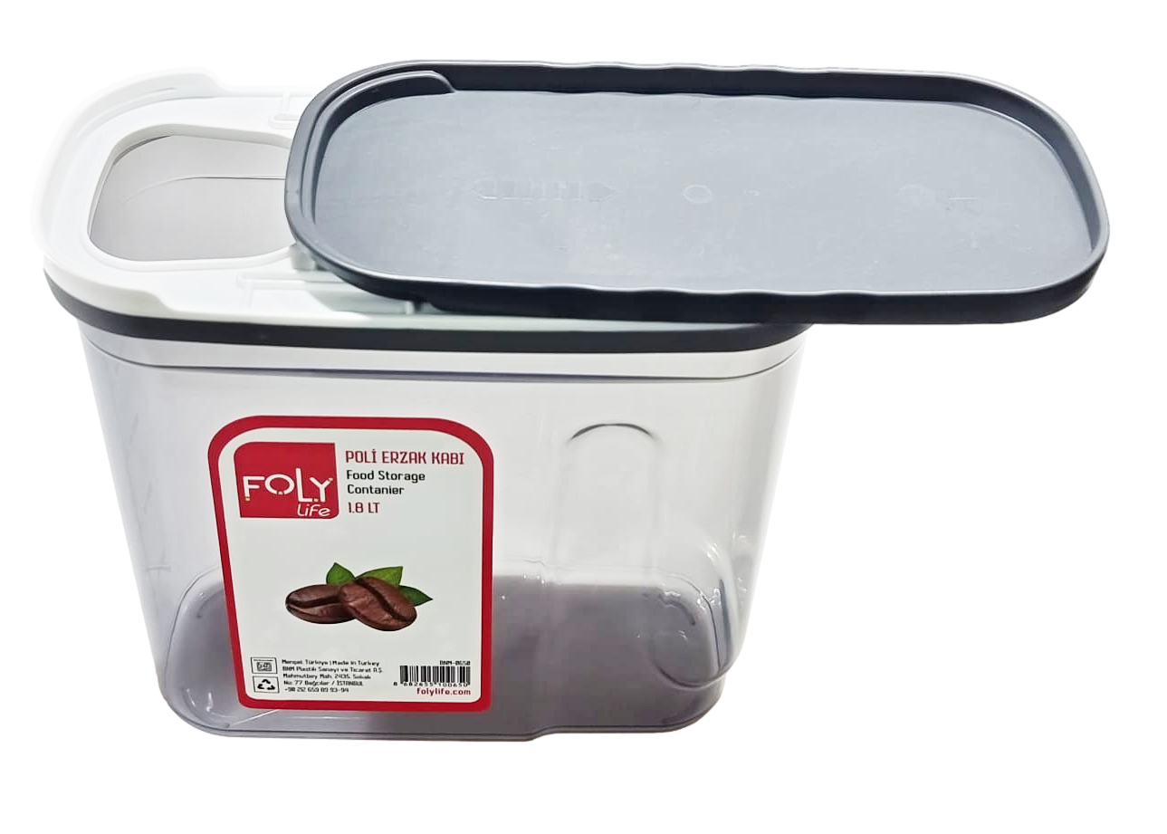 Poli Food Storage Container with Lid Plastic 1.8L BNM0650 (Parcel Rate)