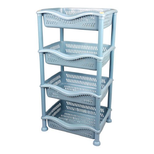 Plastic 4 Tier Rectangular Kitchen Vegetable Storage Rack Assorted Col ...