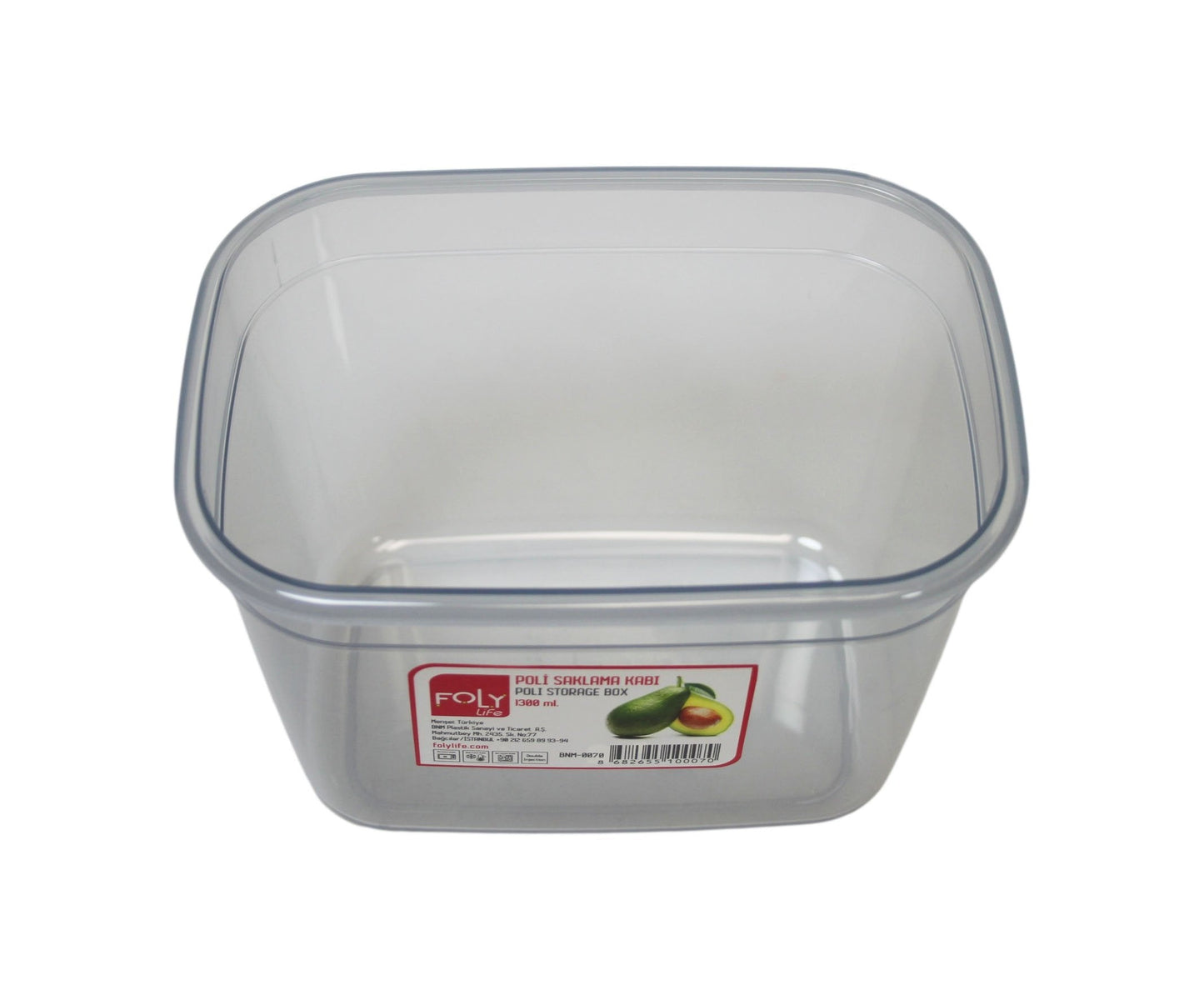 Poli Plastic Food Storage Container Box Grey 1.3 Litre 16 x 10 cm BNM0070 (Parcel Rate)