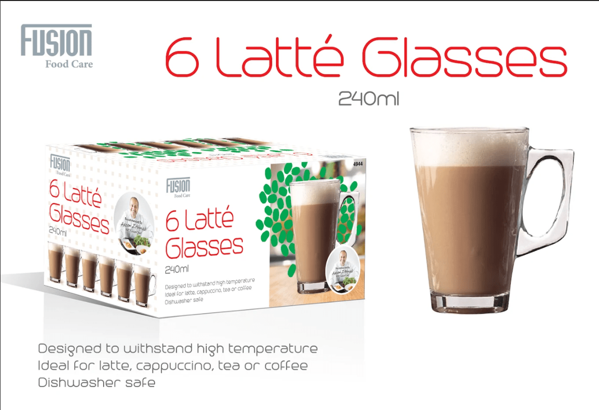 Latte Glasses 240ml Set of 6 4944 (Parcel Rate)