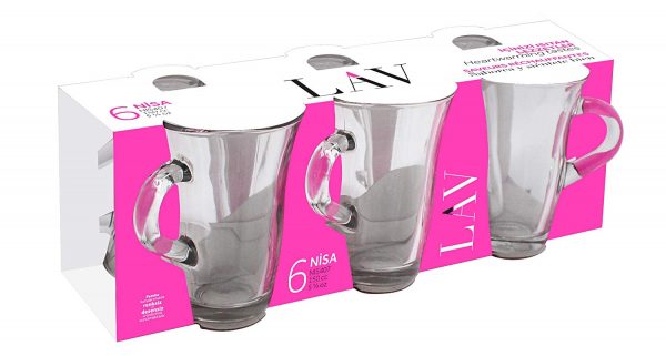 Nisa Tea Glass Cups 150cc Set of 6 NIS407E (Parcel Rate)