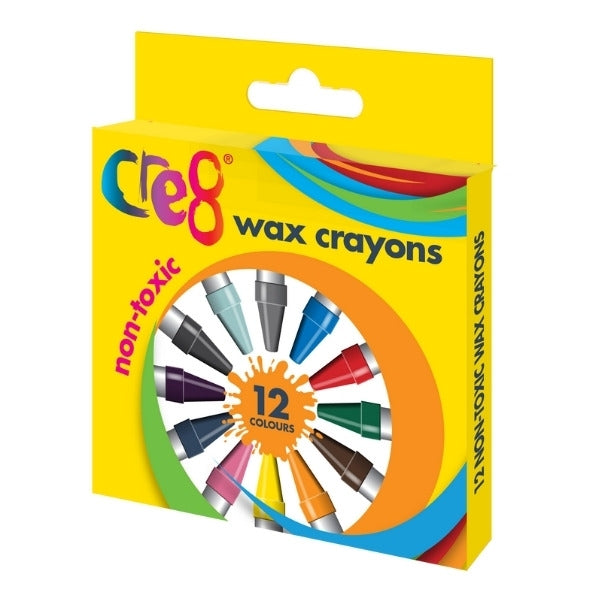 Cre8 Wax Crayons Pack of 12 Assorted Colours P2125 (Parcel Rate)