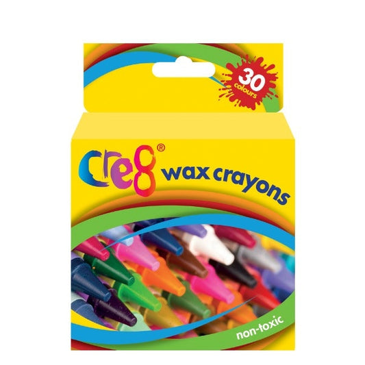 Cre8 Drawing Colouring Wax Crayons Pack of 30 Assorted Colours P2386 (Parcel Rate)