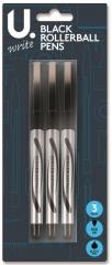 Rollerball Pen Set 3 Pack Black School Rollerball Pen Set P2674 (Large Letter Rate)