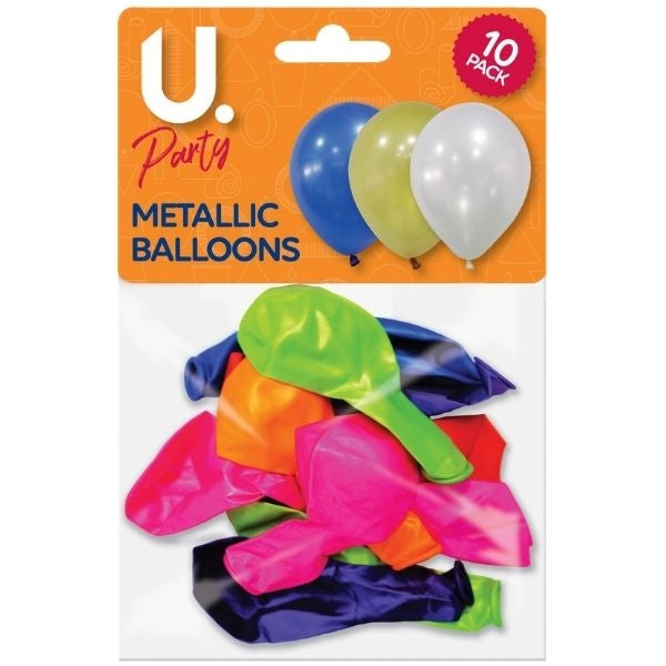 Metallic Birthday Balloons Pack of 10 Assorted Colours P2714 (Large Letter Rate)