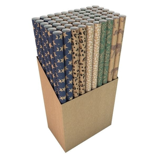 Eco Kraft Giftwrap Assorted Designs 2m x 70cm P2757 (Parcel Rate)