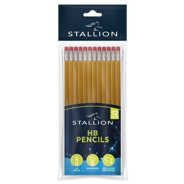 12 Pack HB Pencils With Eraser Tops Students Home P3081 A (Parcel Rate)