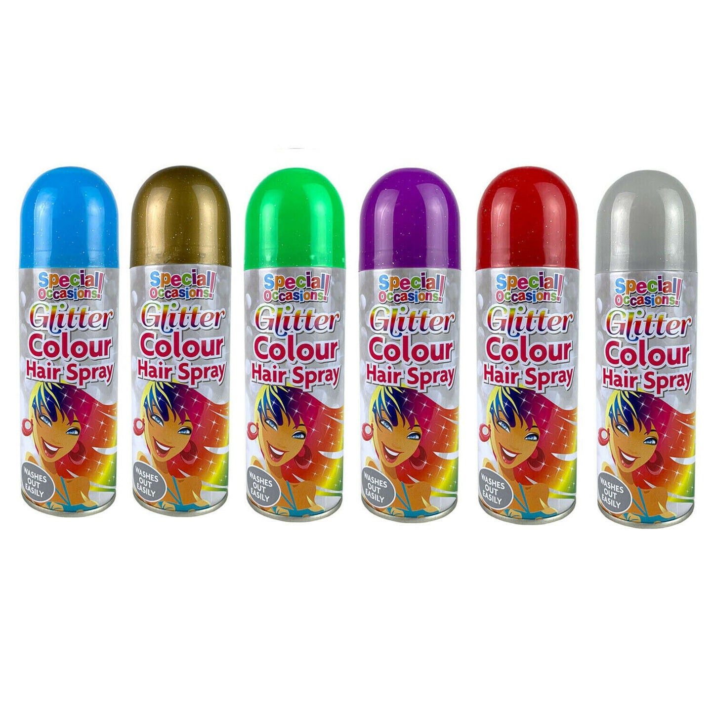 Rapide Washable Glitter Colour Hairspray 200 ml Assorted Colours 5509 (Parcel Rate)