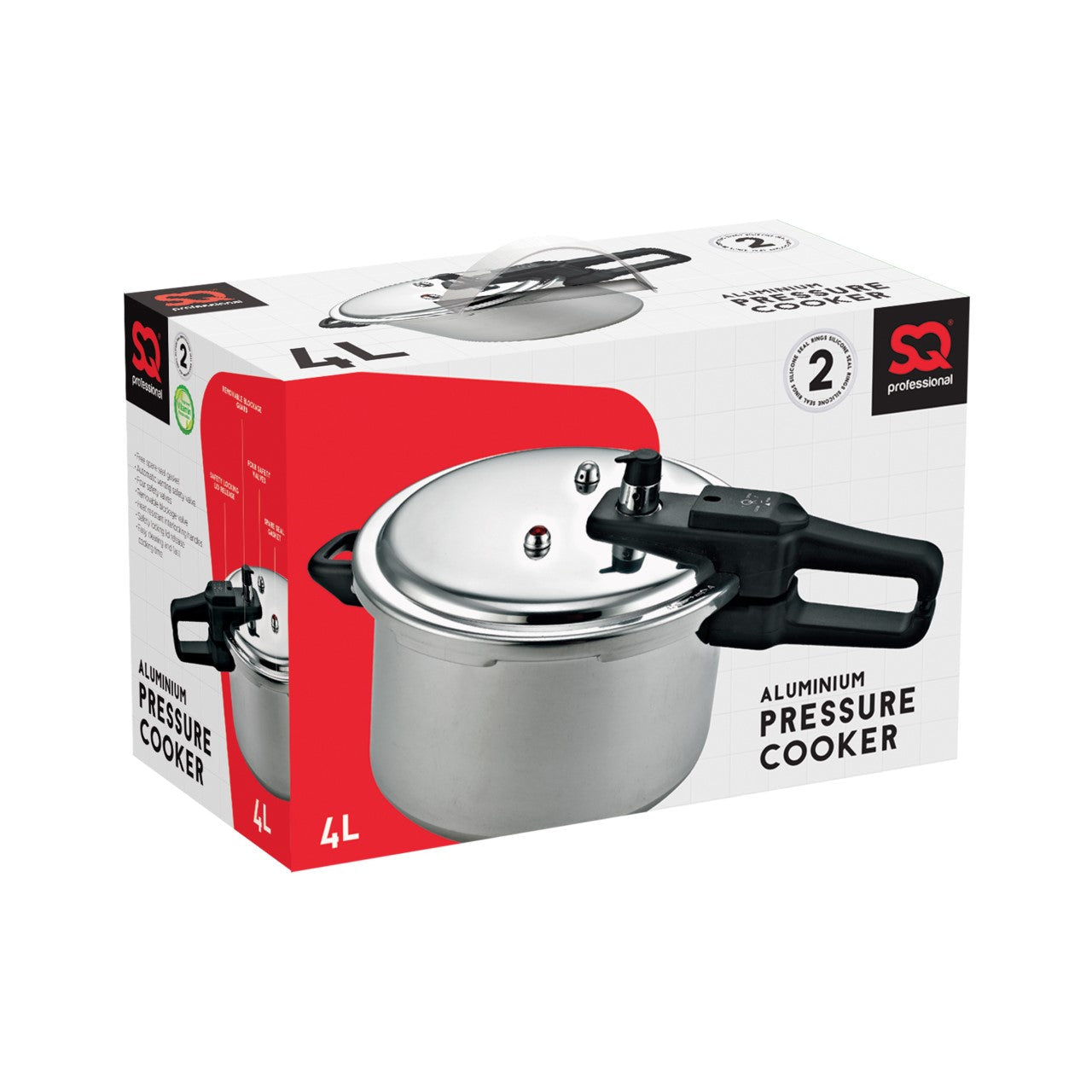 SQ Professional Aluminium Pressure Cooker 4 Litre 10046 A (Big Parcel Rate)