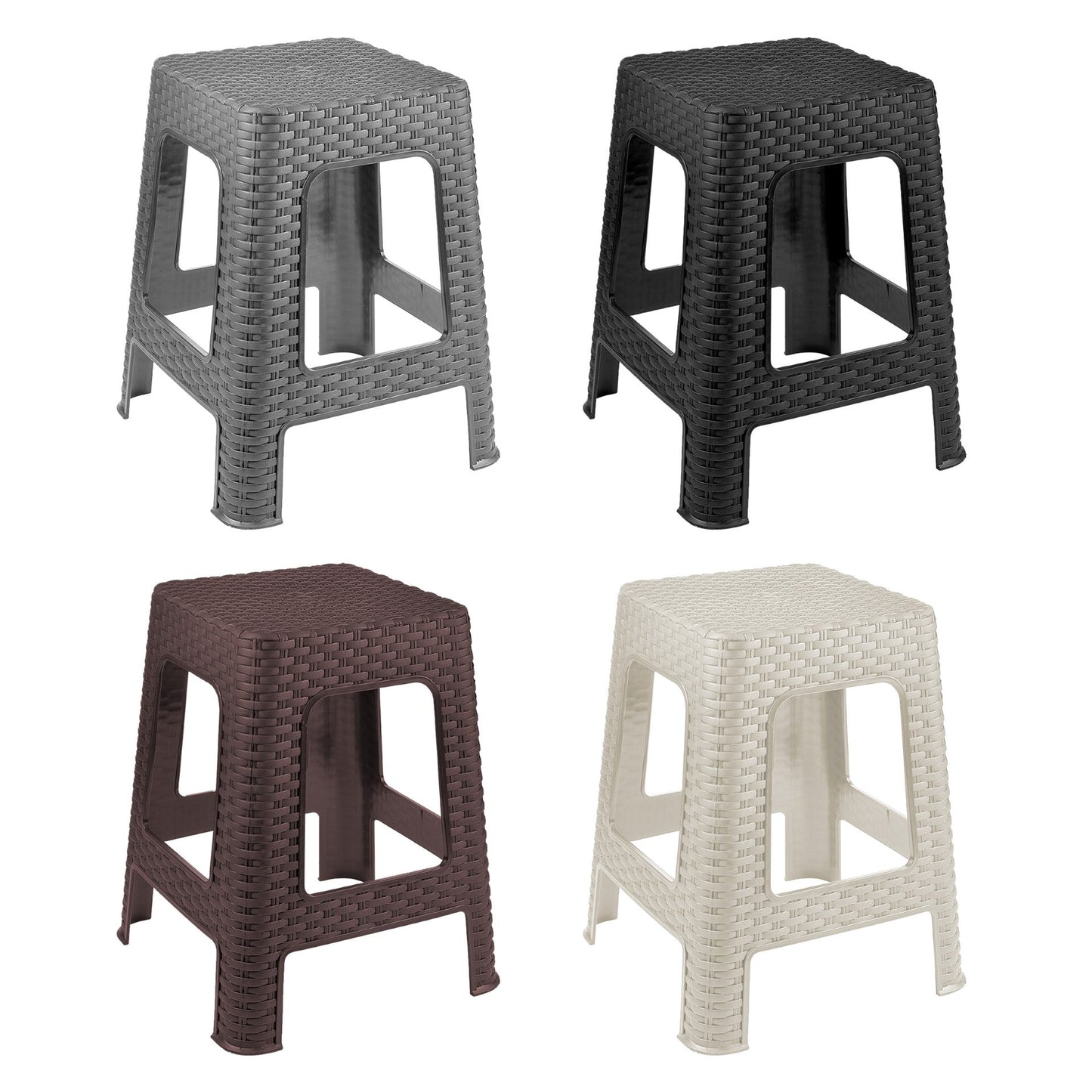 Tuffex Plastic Rattan Stool 28 x 28 x 45 cm Assorted Colours 10159 (Parcel Rate)