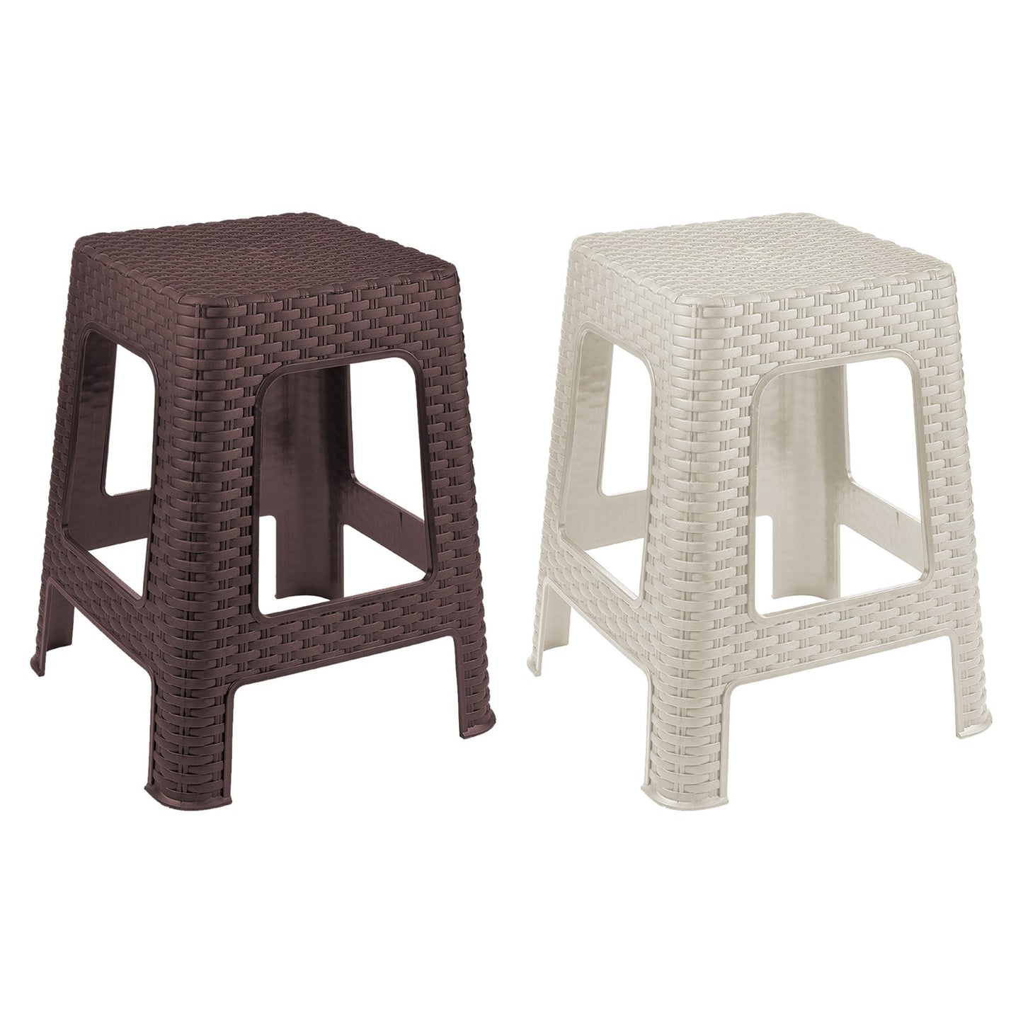 Tuffex Plastic Rattan Stool 28 x 28 x 45 cm Assorted Colours 10159 (Parcel Rate)