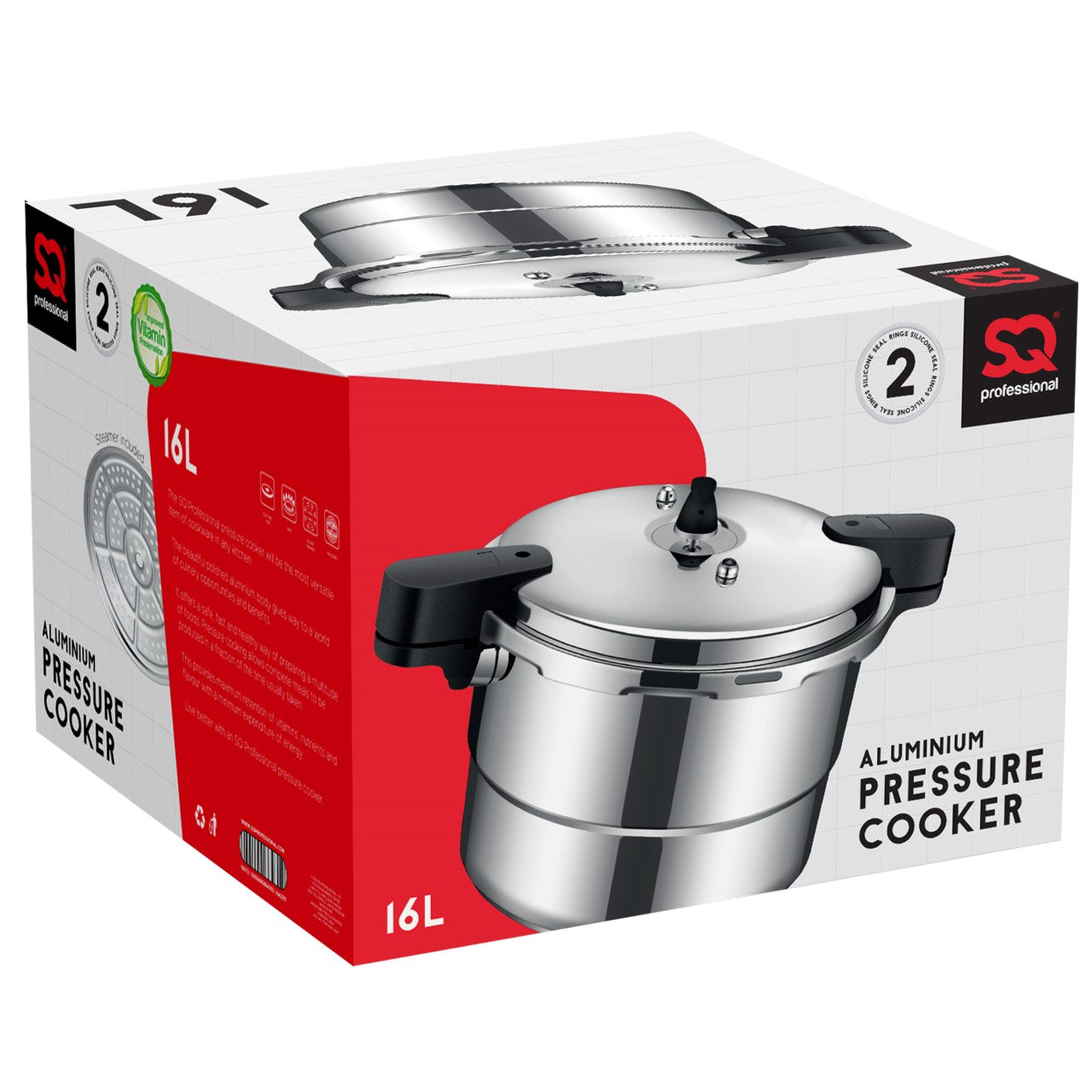 SQ Professional Aluminium Pressure Cooker 16 Litre 10572 (Big Parcel Rate)