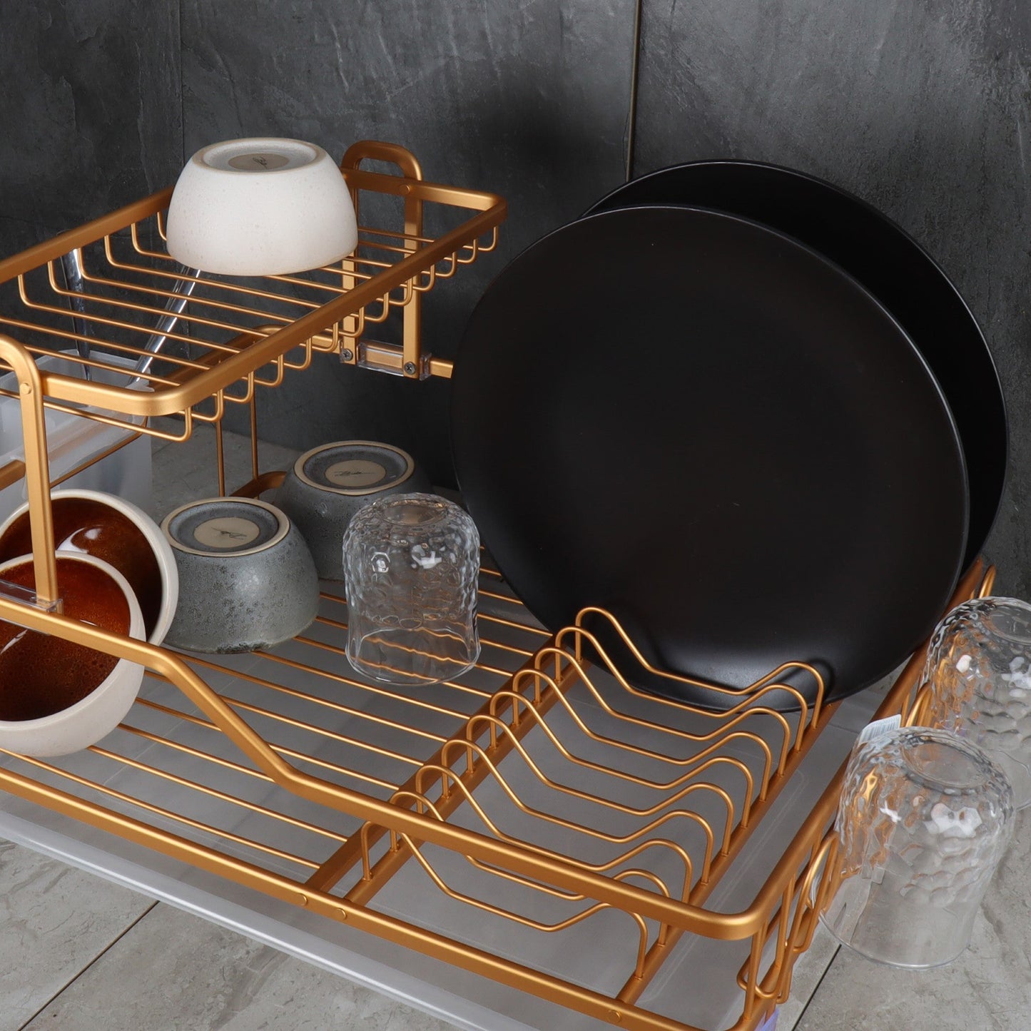 Durane Alu Dish Drainer Rack 47.5 x 35 x 28 cm Copper Yellow 10583 (Parcel Rate)