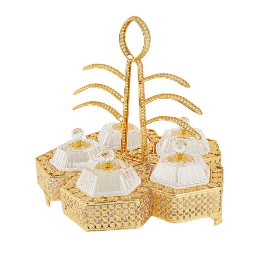 Durane Metal / Plastic Ornate Party Serving Tray Gold E0734-C Hexagonal 44 x 44 x 41.5 cm 10677 (Big Parcel Rate)