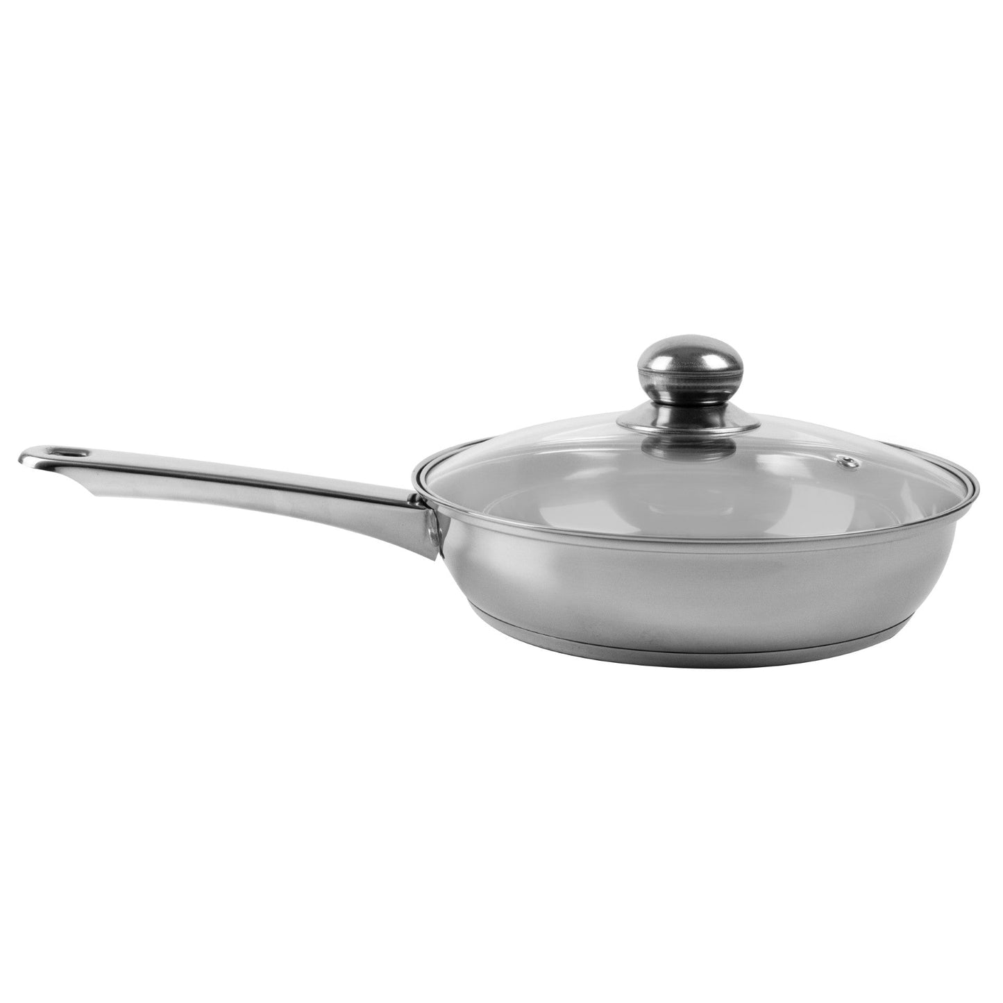 SQ Professional Lustro Stainless Steel Frying Pan with Lid 24 cm Silver 10910 (Parcel Rate)