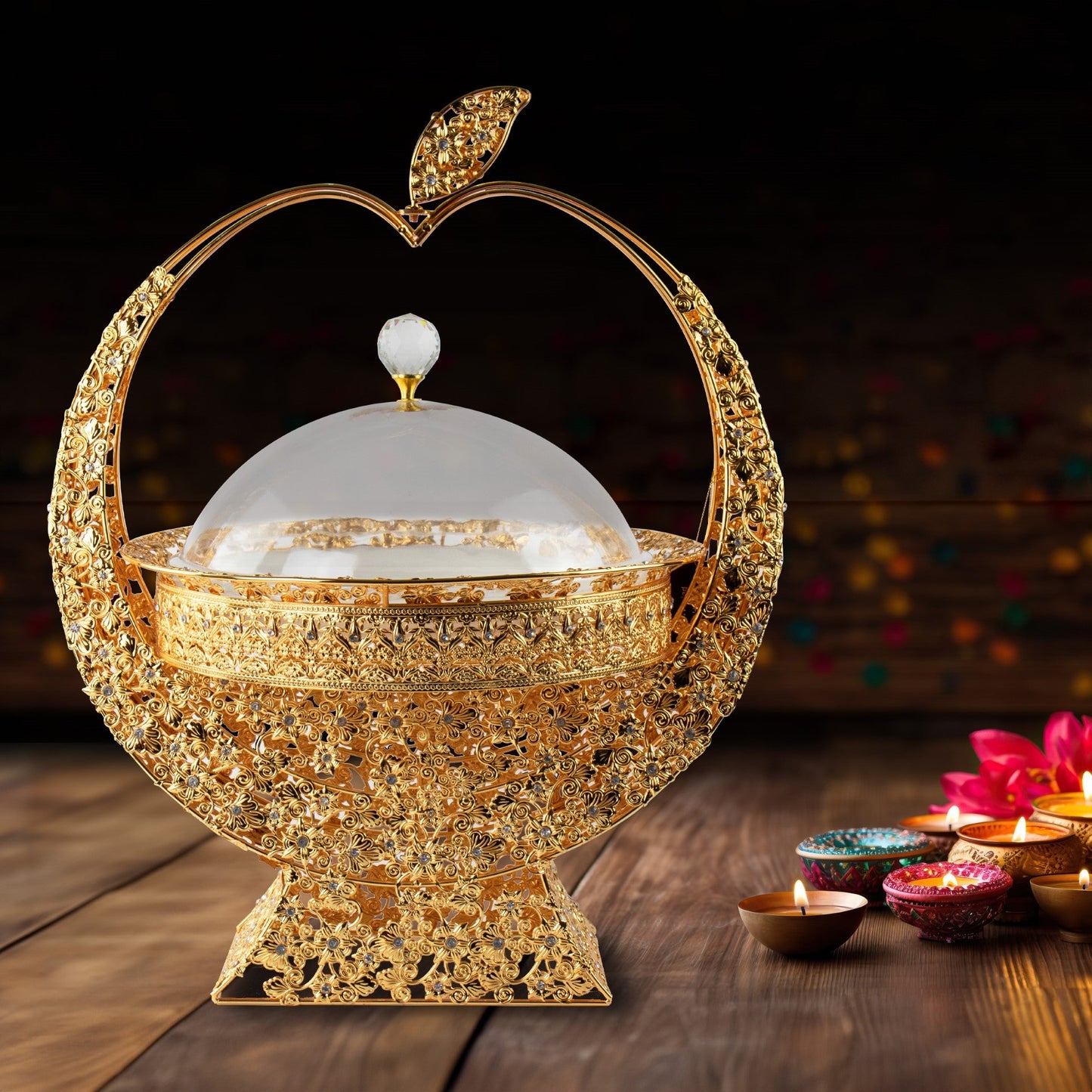 Durane Metal / Plastic Ornate Party Serving Tray Stand Gold A047G Apple Dome 11039 (Big Parcel Rate)