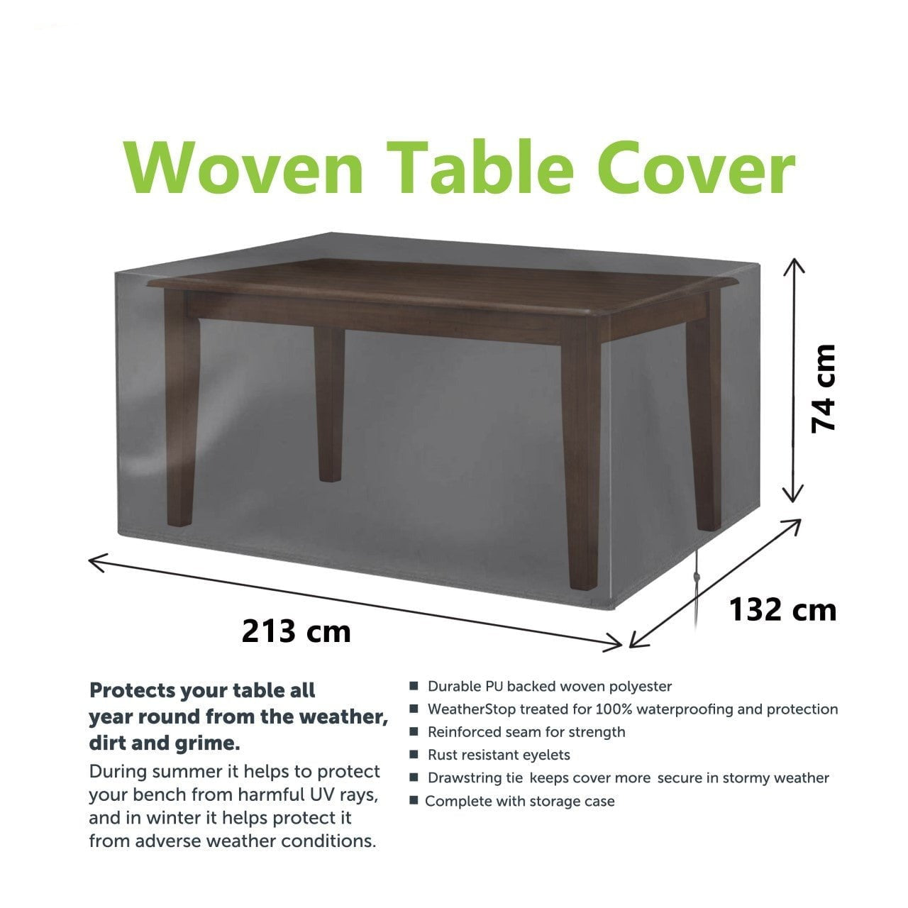 Garden Woven Table Cover 213 x 132 x 74cm 3282 (Parcel Rate)