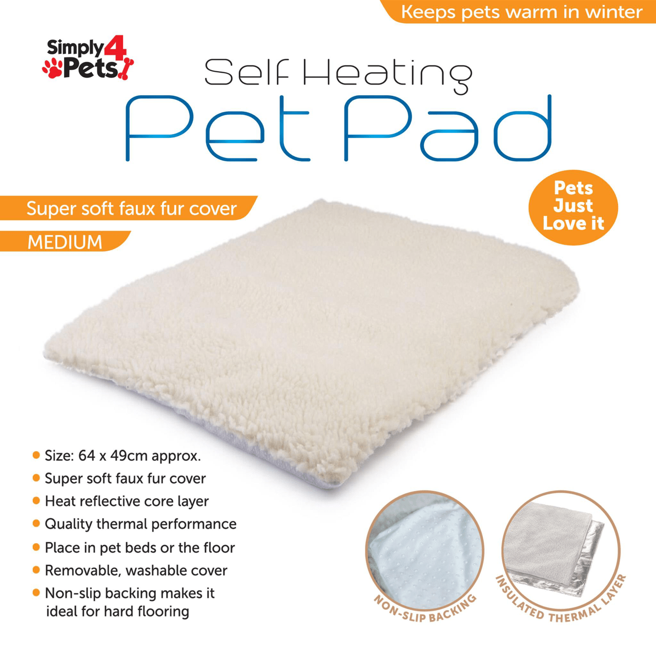 Self Heating Pet Blanket Pad Medium Size 49 x 64cm 9437 (Parcel Rate)